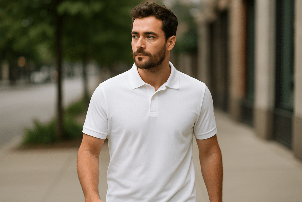 polo blanc homme