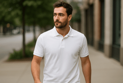 polo blanc homme