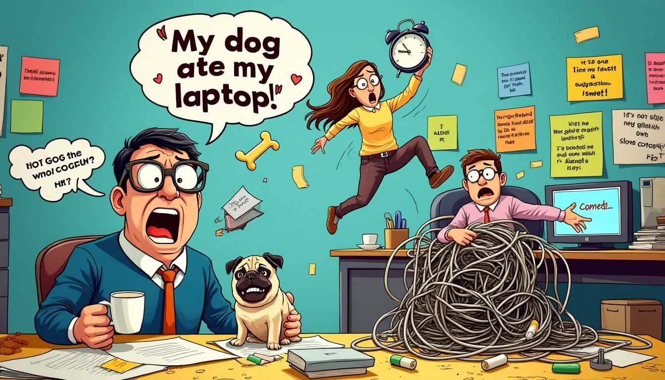 découvrez notre sélection des pires excuses hilarantes jamais entendues ! que ce soit au bureau, à l'école ou dans la vie quotidienne, ces anecdotes vont vous faire rire. préparez-vous à croiser des excuses si farfelues qu'elles en sont mémorables. plongez dans le monde de l'humour et décompressons ensemble avec ces excuses cocasses !
