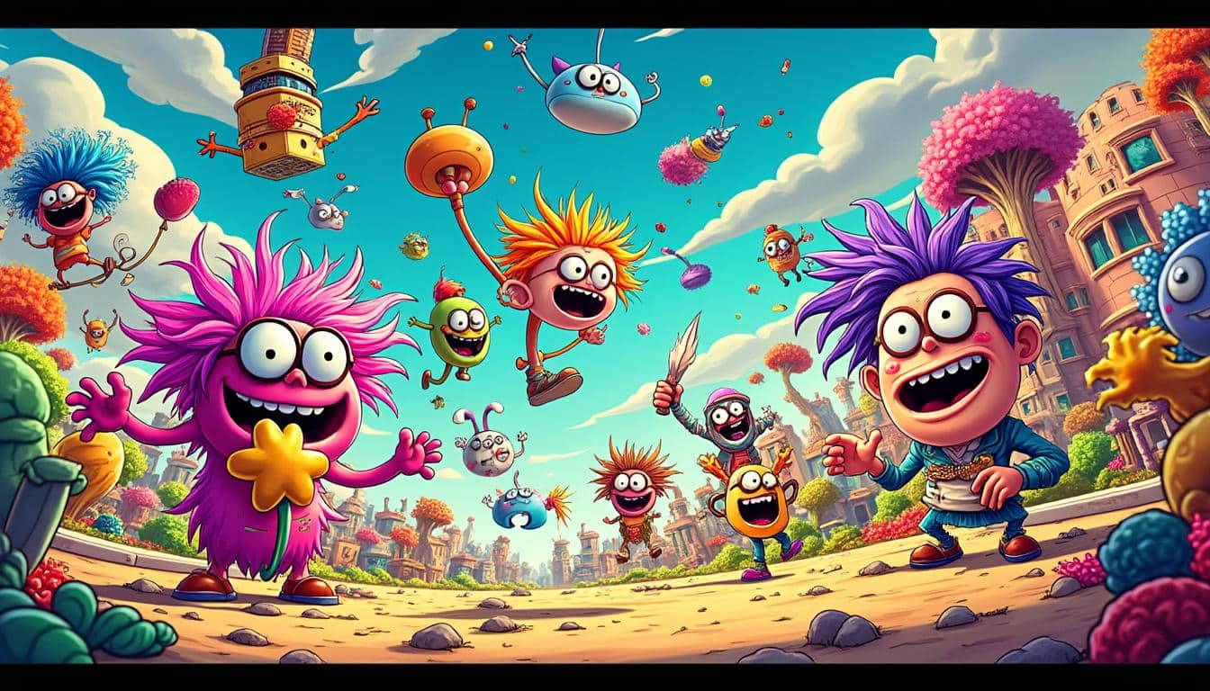 plongez dans l'univers délirant des personnages de dessins animés les plus loufoques ! découvrez des créatures colorées et excentriques qui font rire et émerveillent les spectateurs de tous âges. explorez leurs aventures hilarantes et leurs traits de caractère uniques qui les rendent inoubliables.