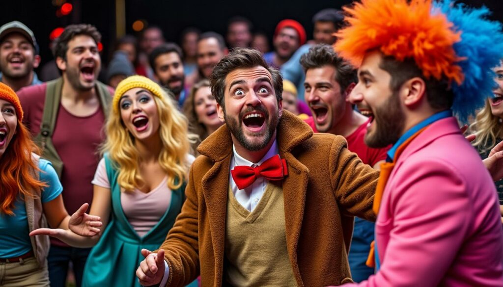 découvrez les scènes improvisées les plus hilarantes qui vous feront rire aux éclats ! plongez dans l'univers de l'humour spontané où chaque moment est une surprise. ne manquez pas ces performances inoubliables qui allient créativité et éclats de rire.