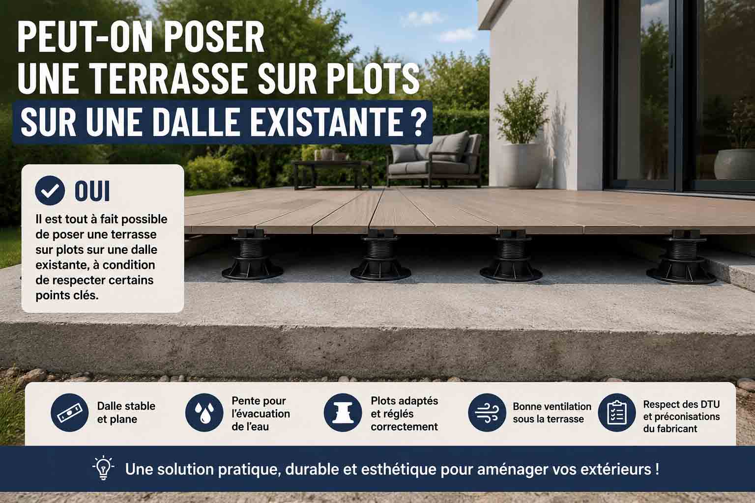terrasse sur plots dalle existante